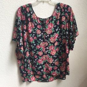 Torrid size 3 pink floral button down blouse